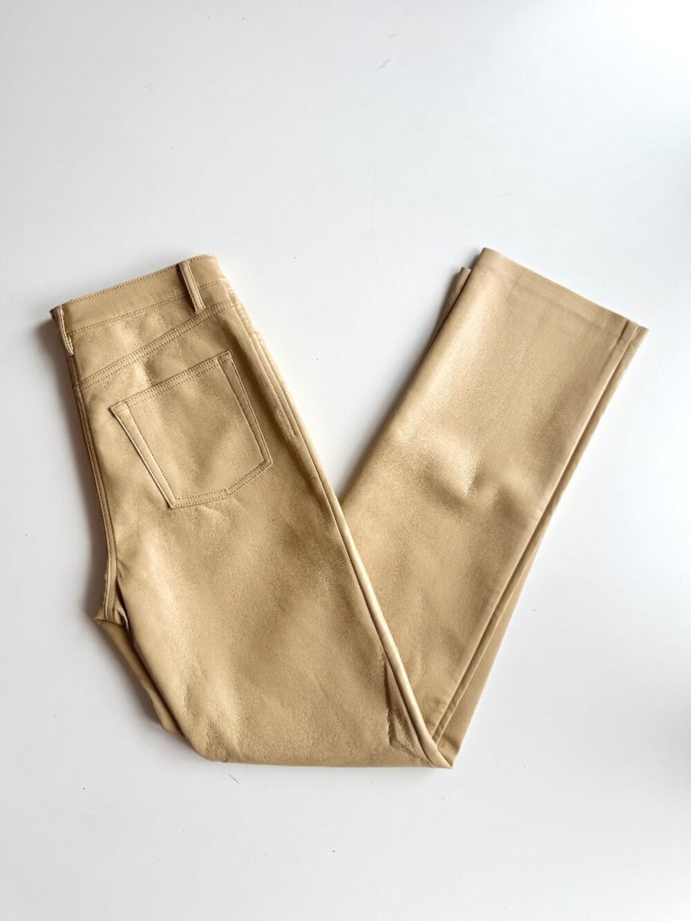 Aritzia WILFRED Melina Sandy Beige Vegan Leather Trousers Pants, Size 4